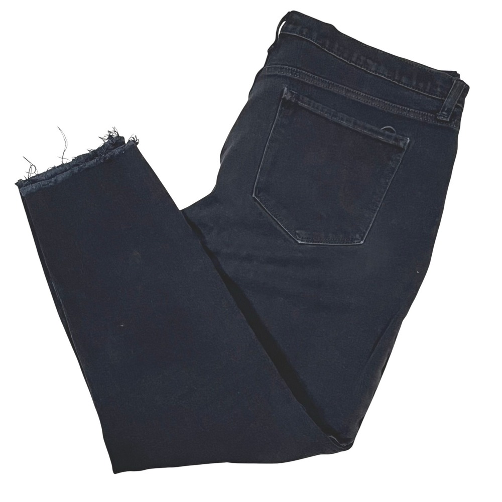 BANANA REPUBLIC High Rise Skinny Jeans Womens 33 Black‎ Ankle Length Raw Hem